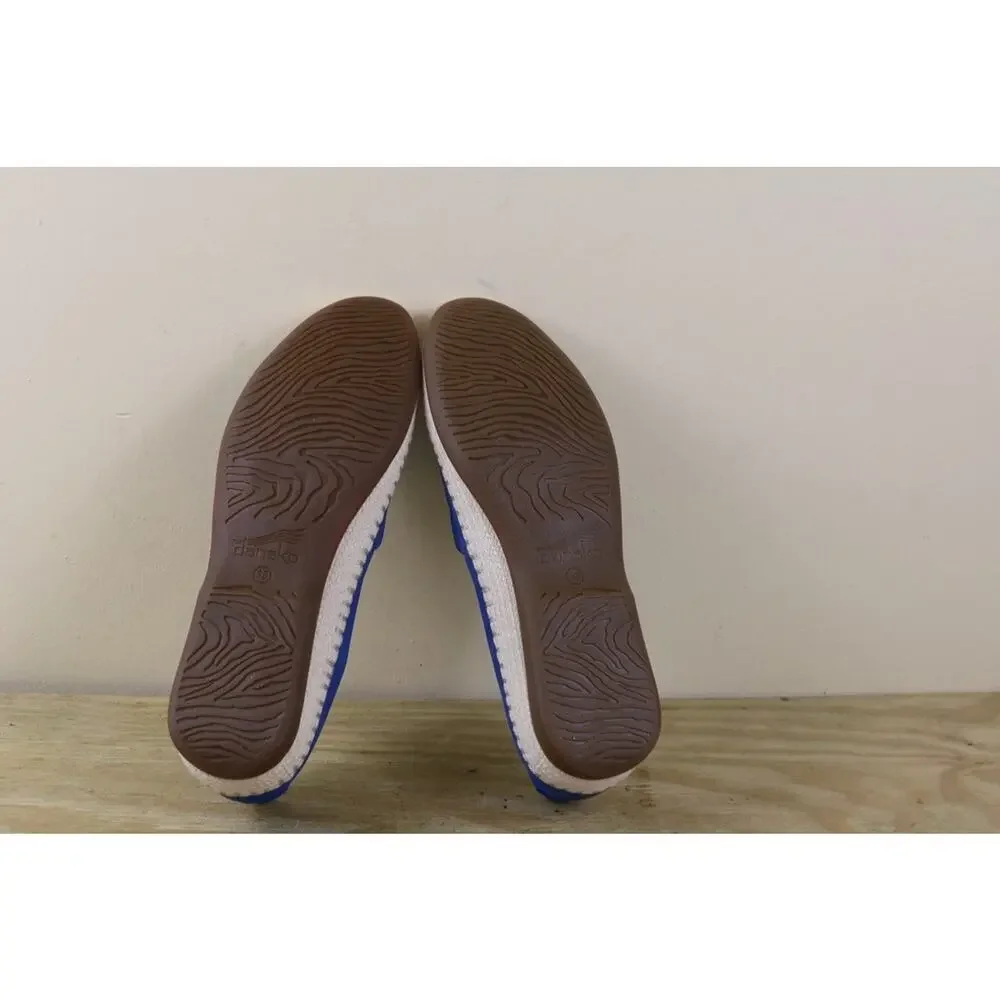 Dansko Espadrilles Sandals 6 Blue Leather Lesley Slip On Loafers Shoes New
